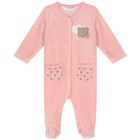 Baby Girls Pink Velour Babygrows (2 Pack), 1, hi-res